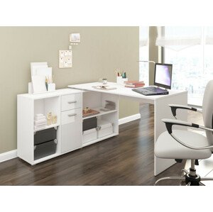 Sarok íróasztal Gilroy 113 (Fehér + Fényes fehér)