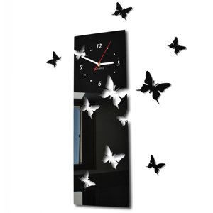 Öntapadós óra pillangó mintával Fekete