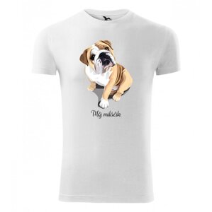 Rövid ujjú póló bulldog nyomtatással XL Fehér