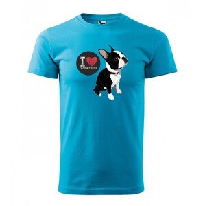 Eredeti pamut férfi póló Boston Terrier szerelmeseinek XS Türkiz