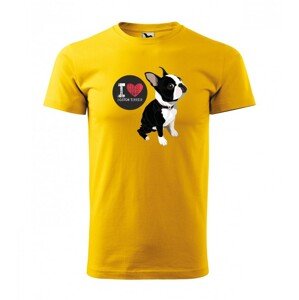Eredeti pamut férfi póló Boston Terrier szerelmeseinek S Sárga