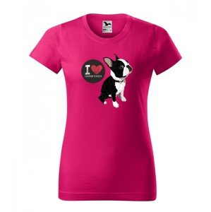 Stílusos női póló nyomtatással Boston terrier szerelmeseinek XXL Rózsaszín