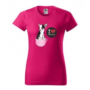Kiváló minőségű pamut női póló chihuahua nyomtatással XS Rózsaszín
