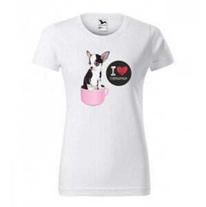 Kiváló minőségű pamut női póló chihuahua nyomtatással XXL Fehér