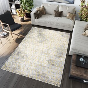 Divatos skandináv stílusú szőnyeg sárga mintával Szélesség: 120 cm | Hossz: 170 cm