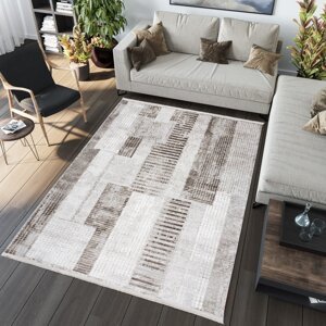 Designer vintage szőnyeg geometrikus mintákkal barna árnyalatokban Szélesség: 80 cm | Hossz: 150 cm