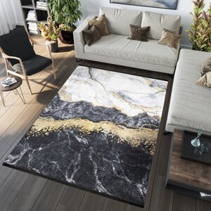 Fekete trendi szőnyeg absztrakt mintával Szélesség: 80 cm | Hossz: 200 cm