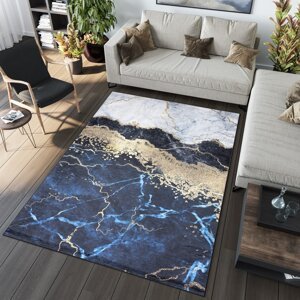 Kék trendi szőnyeg absztrakt mintával Szélesség: 80 cm | Hossz: 150 cm