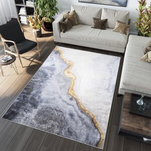 Modern szürke szőnyeg absztrakt mintával Szélesség: 80 cm | Hossz: 150 cm