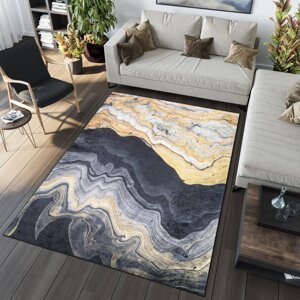 Fekete design szőnyeg absztrakt mintával Szélesség: 80 cm | Hossz: 200 cm