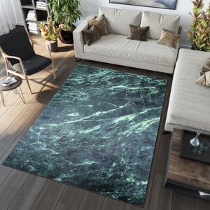 Modern zöld szőnyeg márvány mintával Szélesség: 80 cm | Hossz: 200 cm