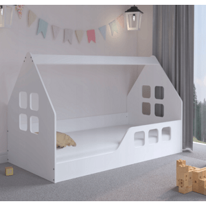 Montessori Házikó gyerekágy 160 x 80 cm fehér - jobbos