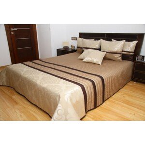 Világosbarna ágytakaró, csíkos motívummal, ketteságyra Szélesség: 220 cm | Hossz: 240 cm