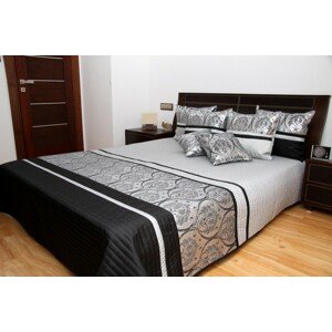 Luxus ágytakaró fekete-ezüstszürke színben Szélesség: 170 cm | Hossz: 210 cm