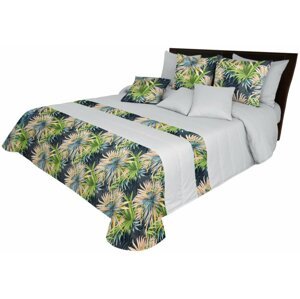 Világosszürke kétoldalas ágytakaró egzotikus virágmintával Szélesség: 170 cm | Hossz: 210 cm