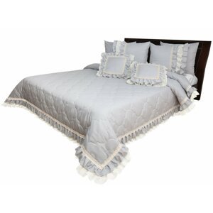 Vintage romantikus stílusú világosszürke ágytakaró Szélesség: 200 cm | Hossz: 220 cm
