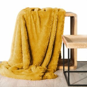 Puha szőrös takaró mustársárga színű Szélesség: 200 cm | Hossz: 220 cm