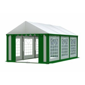 Kiváló minőségű zöld-fehér party sátor fehér tetővel 4m x 6m