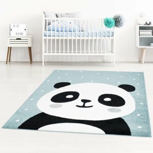 Imádnivaló Panda kék gyerekszőnyeg fiúknak Szélesség: 140 cm | Hossz: 200 cm