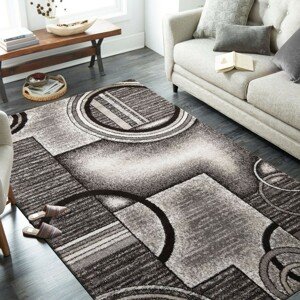 Modern szürke-barna szőnyeg absztrakt körökkel Szélesség: 120 cm | Hossz: 170 cm