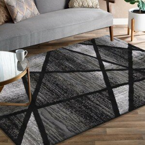 Modern szürke-fekete szőnyeg absztrakt mintával Szélesség: 200 cm | Hossz: 290 cm