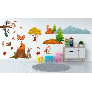 Boldog erdei állatok színes gyerek falmatrica 100 x 240 cm