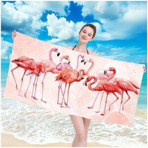 Strandtörölköző gyönyörű flamingók motívumával 100 x 180 cm