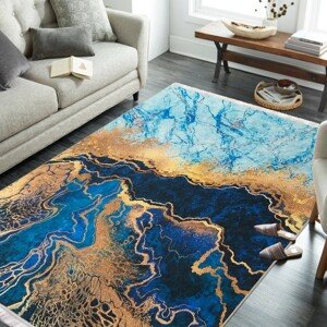 Kék csúszásgátló szőnyeg absztrakt mintával Szélesség: 180 cm | Hossz: 280 cm