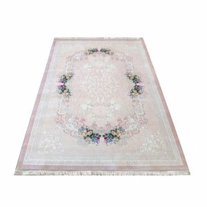 Rózsaszín csúszásgátlós szőnyeg, finom virágmintával Szélesség: 80 cm | Hossz: 150 cm