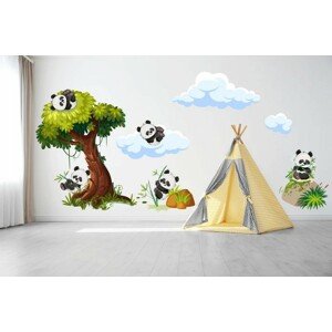 Gyerekeknek szóló falmatrica boldog pandák a fán 50 x 100 cm