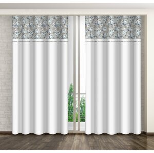 Fehér dekoratív függöny kék virágokkal Szélesség: 160 cm | Hossz: 270 cm