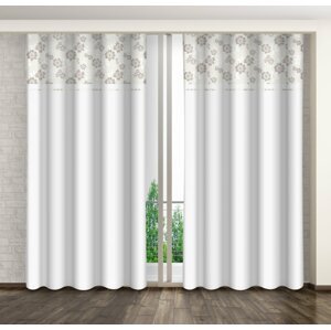 Fehér dekoratív függöny bézs színű virágokkal Szélesség: 160 cm | Hossz: 250 cm