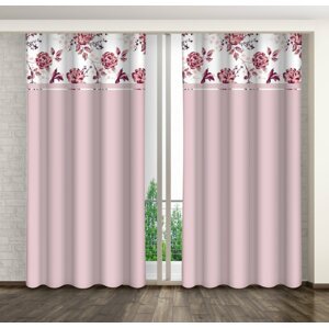 Rózsaszín dekoratív függöny rózsaszín virágmintával Szélesség: 160 cm | Hossz: 250 cm