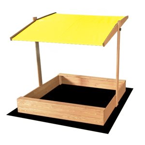 Gyermek homokozó tetővel - sárga 120 x 120 cm