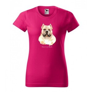 Női póló eredeti nyomtatással egy amerikai bully kutya tulajdonosának Rózsaszín XS