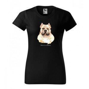Női póló eredeti nyomtatással egy amerikai bully kutya tulajdonosának Fekete S