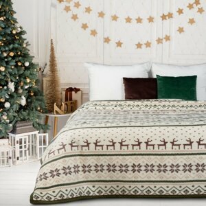 Megfordítható takaró krémszínű karácsonyi mintával Szélesség: 150 cm | Hossz: 200 cm