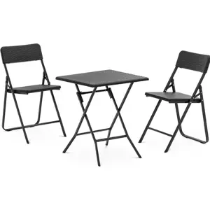 Kerti bútor szett - asztal 2 székkel - acél / HDPE - összecsukható | Uniprodo