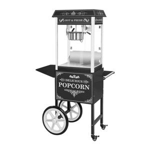 Popcorn gép kocsival - retro design - fekete | Royal Catering