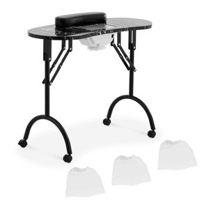 Összecsukható műkörmös és manikűrös asztal - fekete - 4 kerék - elszívó | physa