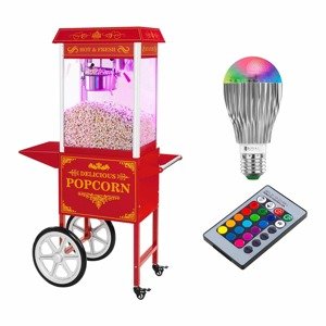 Popcorn készítő gép kocsival és LED világítással - Retro-Design - piros | Royal Catering