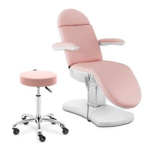 Kozmetikai ágy gurulós székkel - rózsaszín, fehér | physa