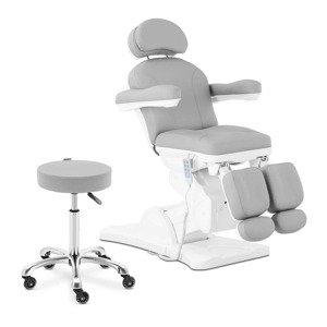 Pedikűrös szék gurulós székkel - világosszürke | physa