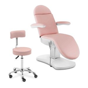 Kozmetikai ágy és gurulós szék háttámlával - rózsaszín, fehér | physa
