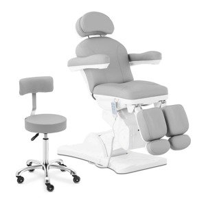 Pedikűrös szék és gurulós szék háttámlával - világosszürke | physa